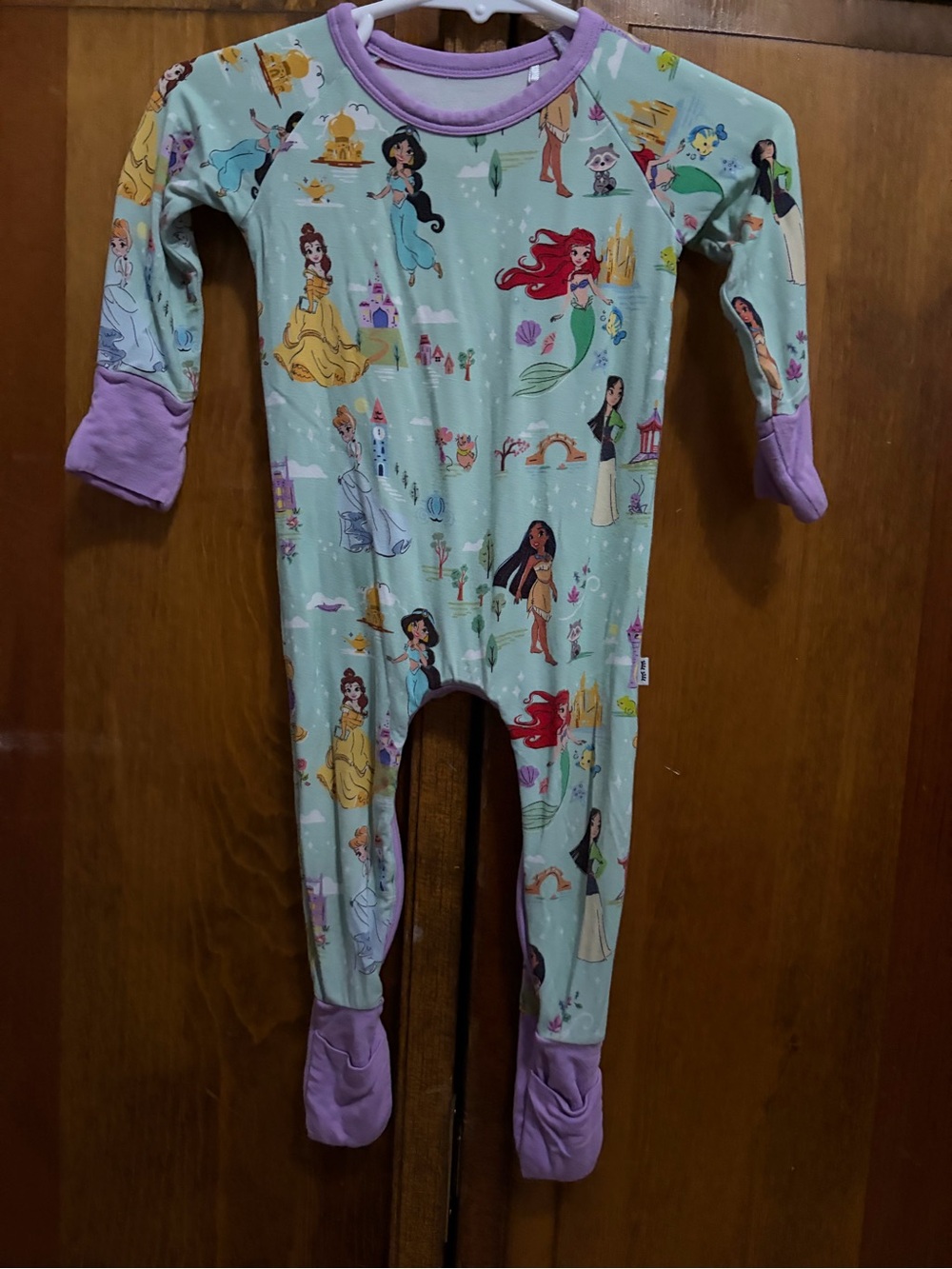 Little Sleepies 0-3 months Disney Princess crescent zippy
